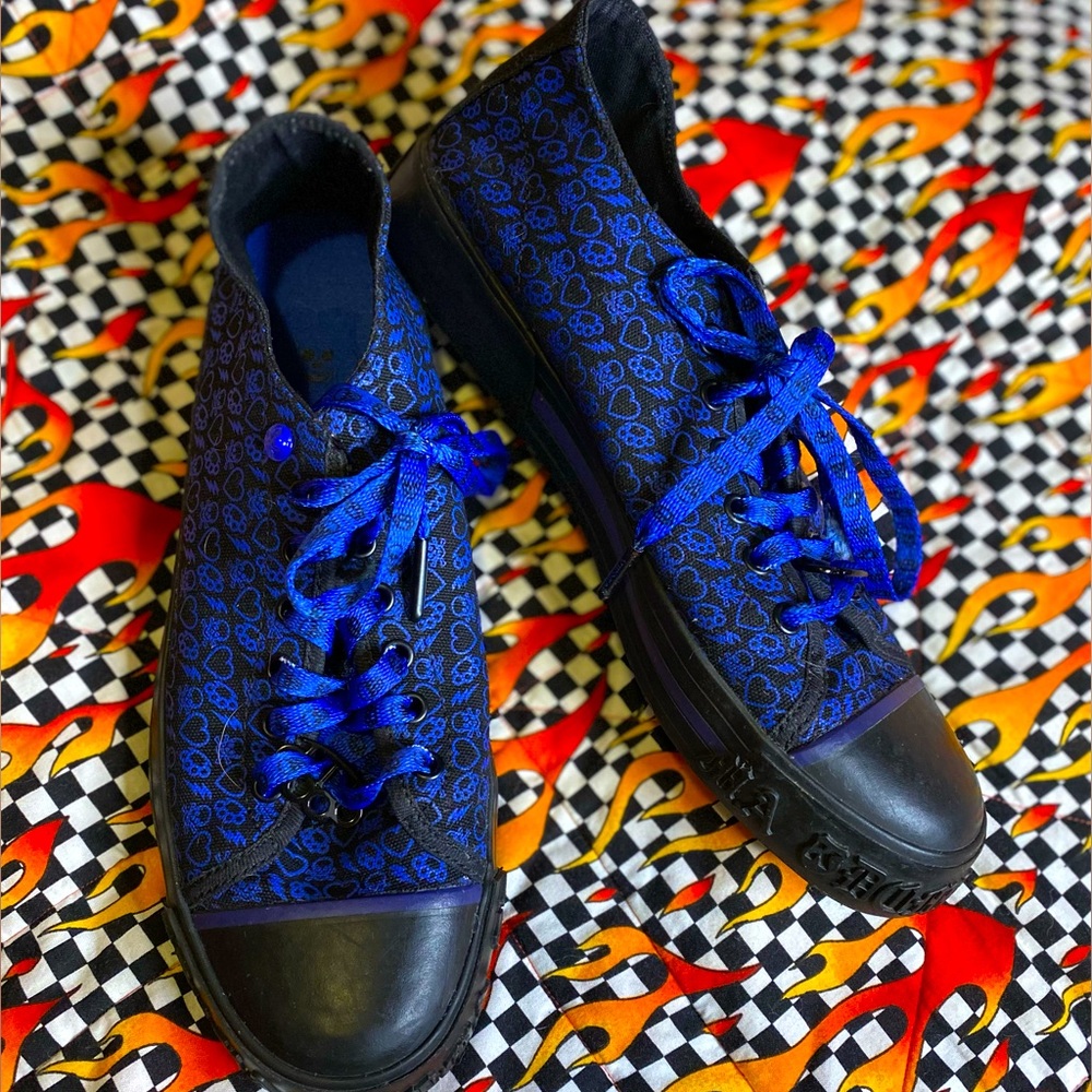 Black and blue brass knuckles sneakers